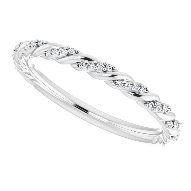 Rope Design Round Diamond Wedding Band-VIRABYANI